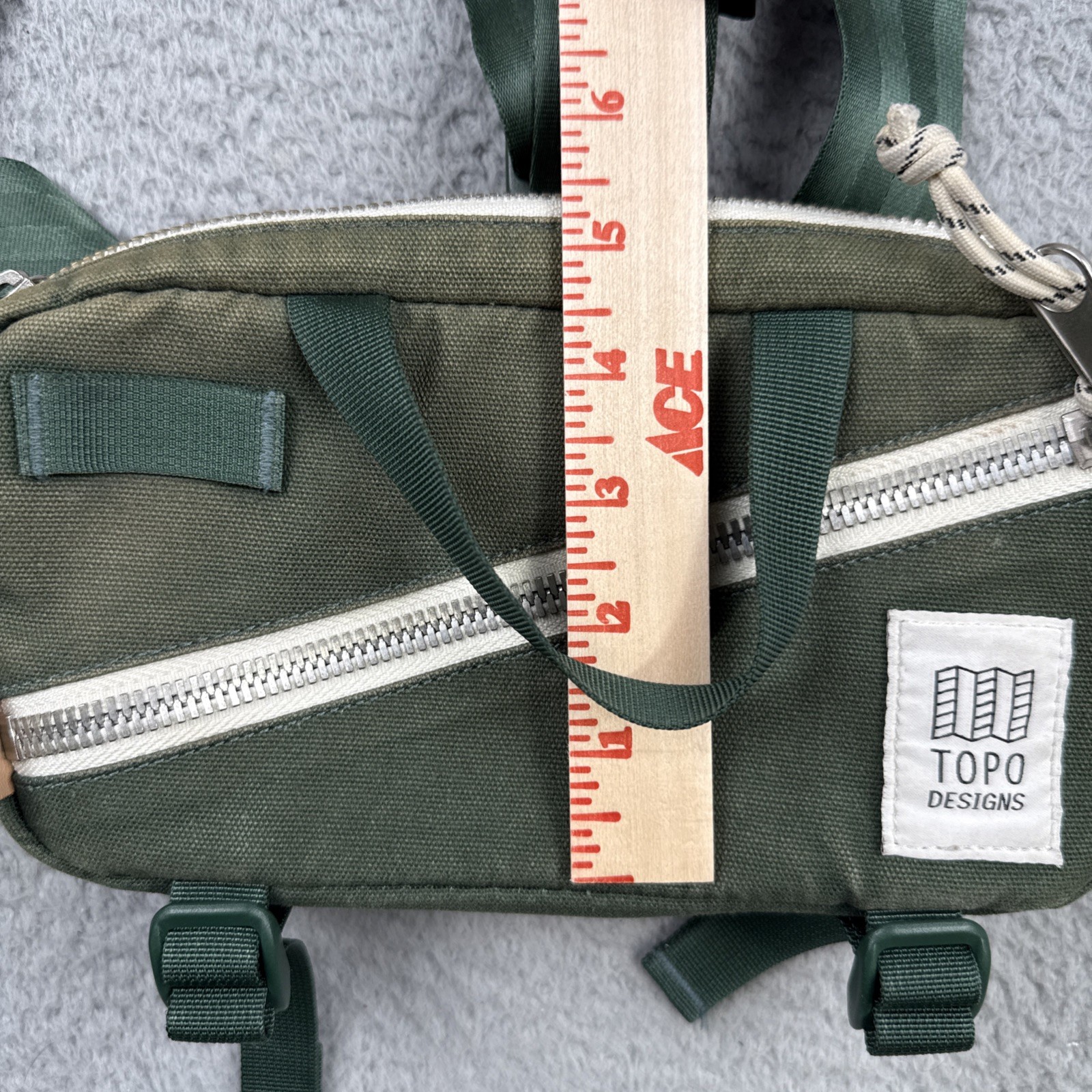 TOPO DESIGNS Mini Quick Pack Free People Fanny Hip Shoulder Bag Green Canvas