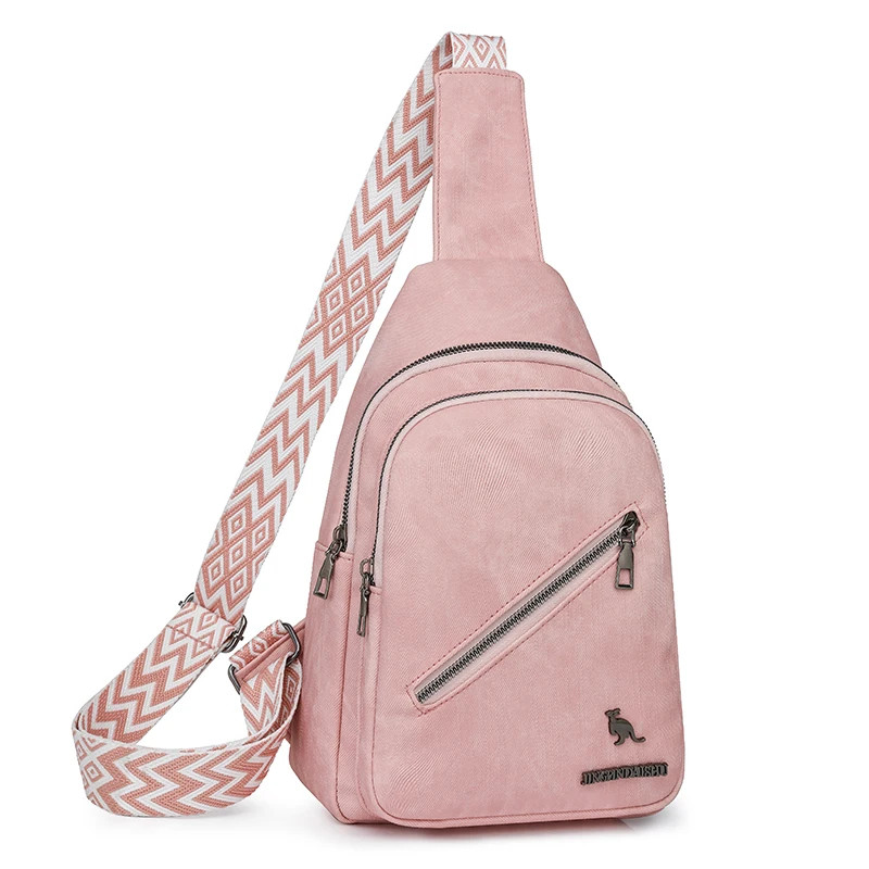 PU Leather Chest Bag Small Waist Bag Adjustable Guitar Strap Crossbody Sling Bag