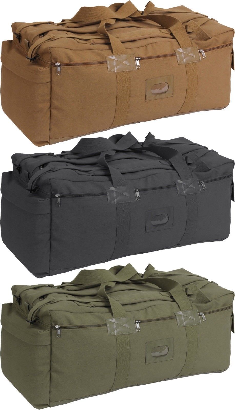 Tactical Canvas Duffle Bag & Backpack, Israeli IDF Mossad Double Strap Knapsack