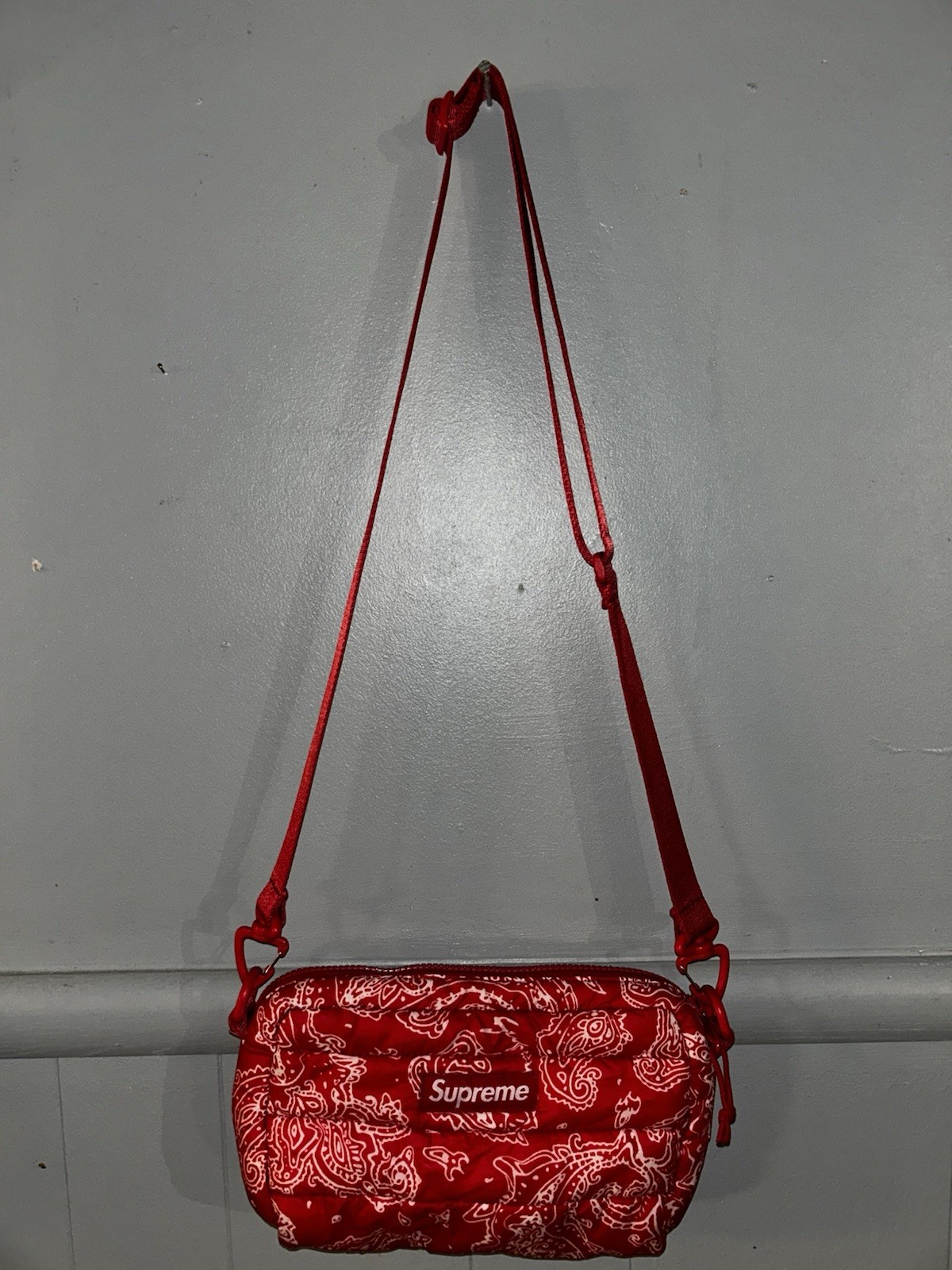 Supreme Paisley Puffer Bandana Red Shoulder Bag