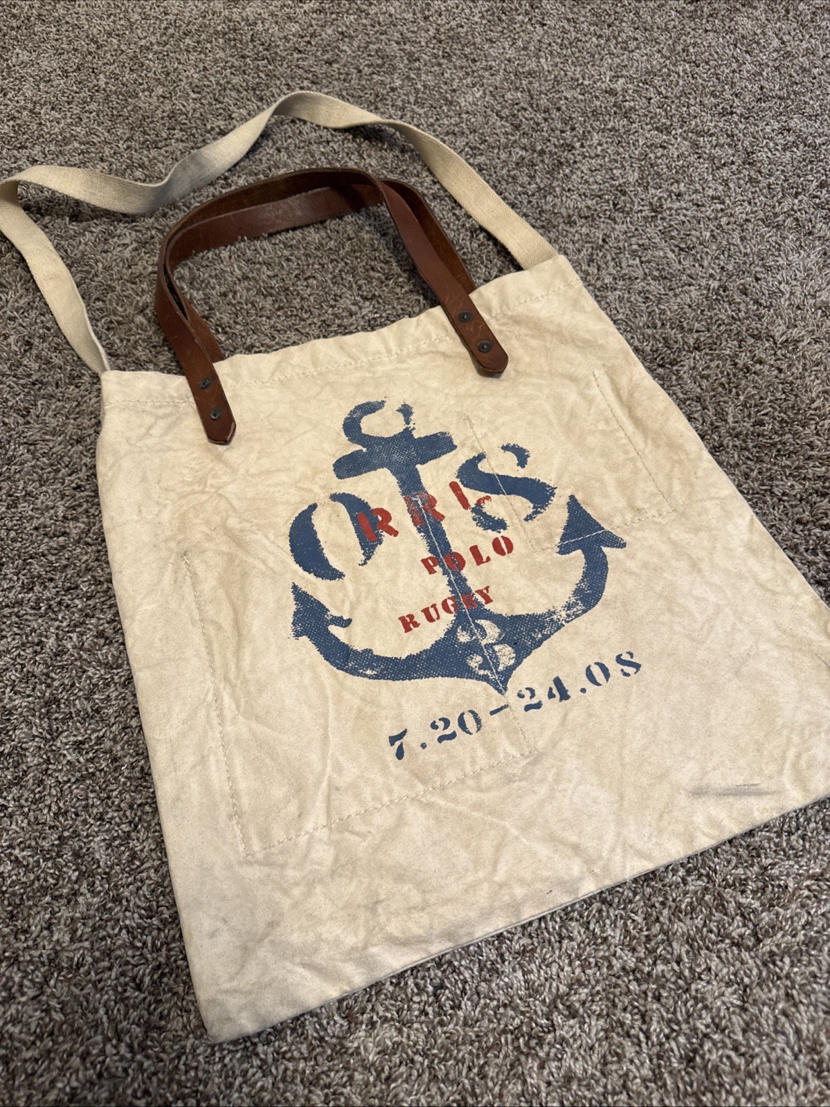 RRL RALPH LAUREN Polo Rugby Sailer Canvas Leather 2-Way Tote Bag