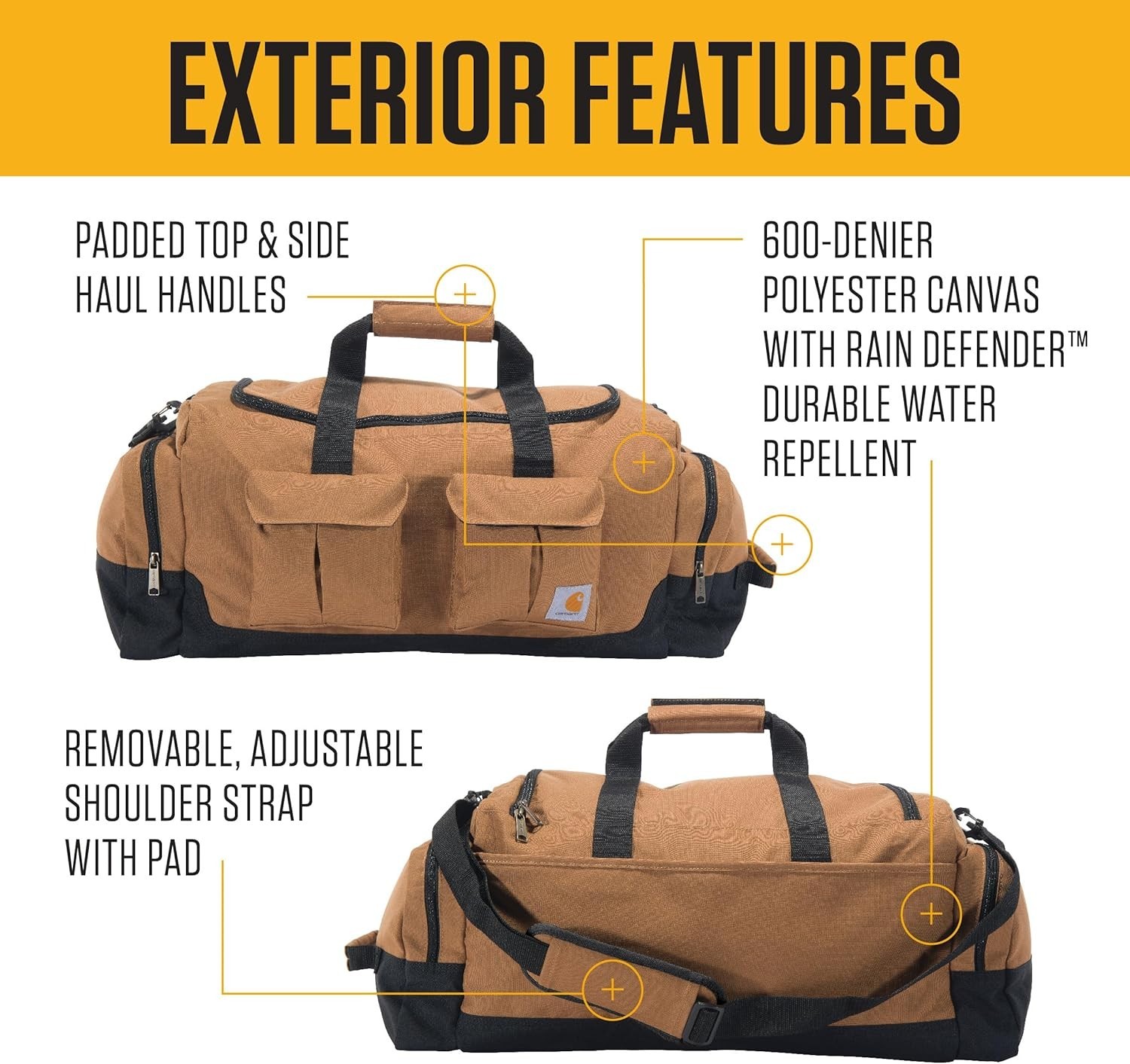 Carhartt 40L Utility Duffel, Heavy-Duty Gear Bag for Jobsite, Gym, & Travel, Duf