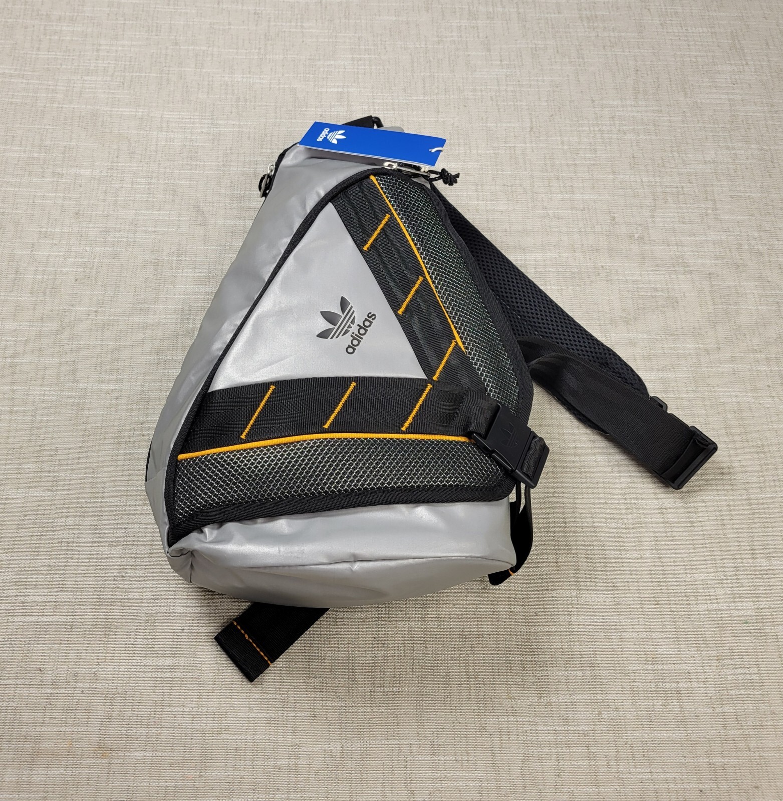 ADIDAS Crossbody Sling Backpack 7.5L Unisex Black Silver Reflective One Shoulder