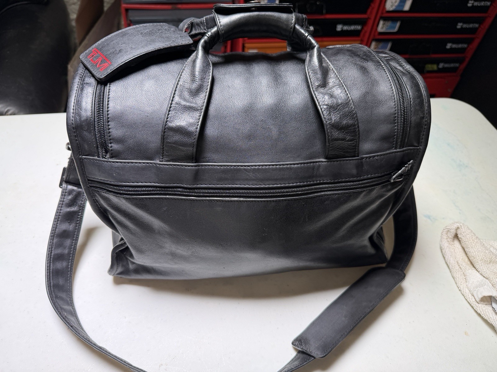 TUMI Black NAPA Leather Carry-On Travel Bag, 961D3 Super Soft & Very Strong