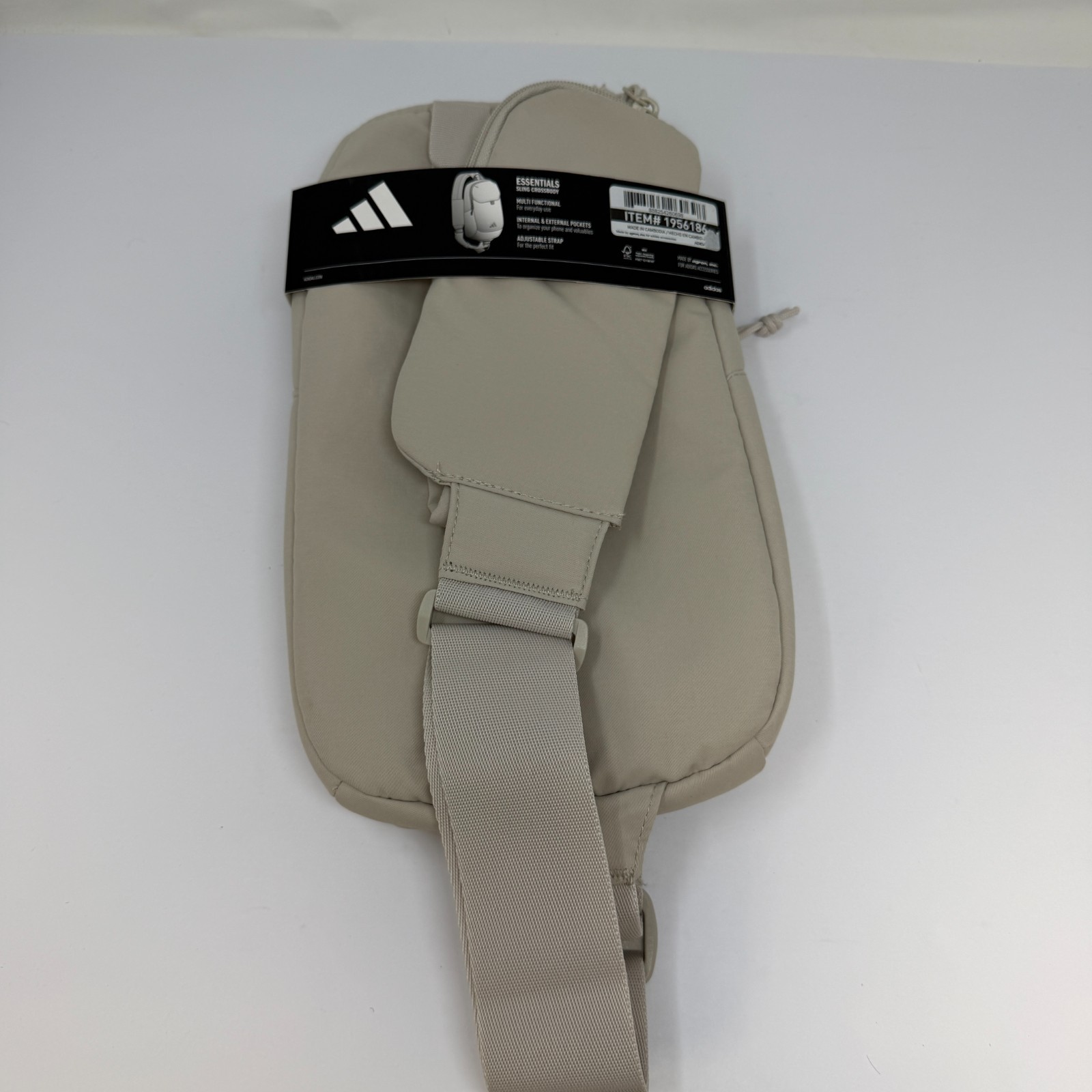 Adidas UNISEX Essentials 3 Sling Crossbody Beige Bag Cell Phone Pocket New