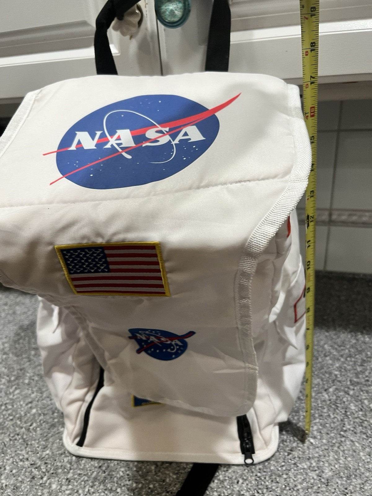 Aeromax Jr. Astronaut Backpack, White, with NASA patches Adults Ft 3 Way Harness