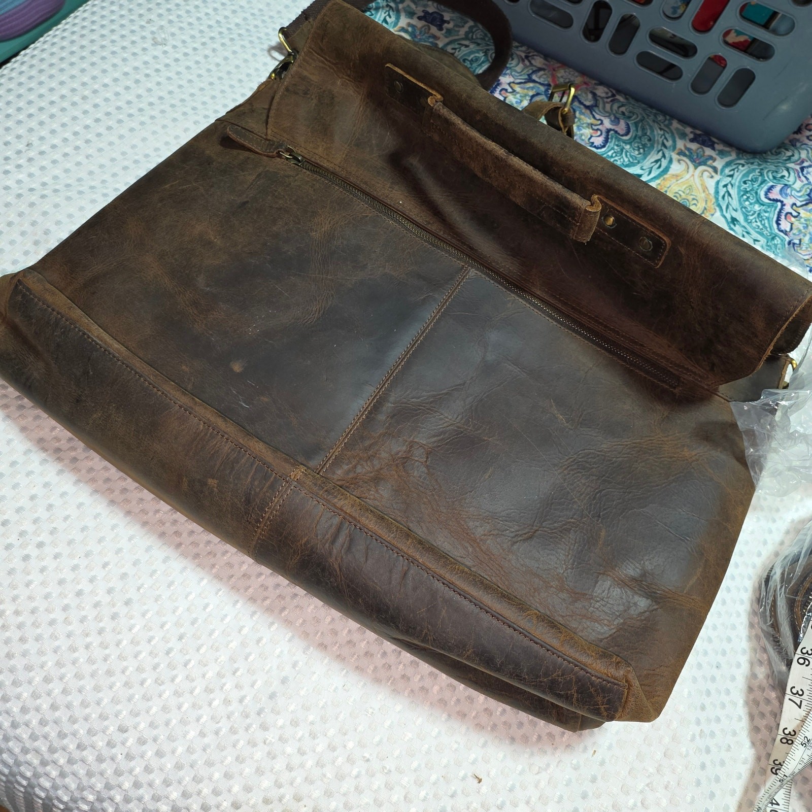 KOMALC XL 18″ BRIEFCASE BUFFALO LEATHER CROSSBODY MESSENGER BAG
