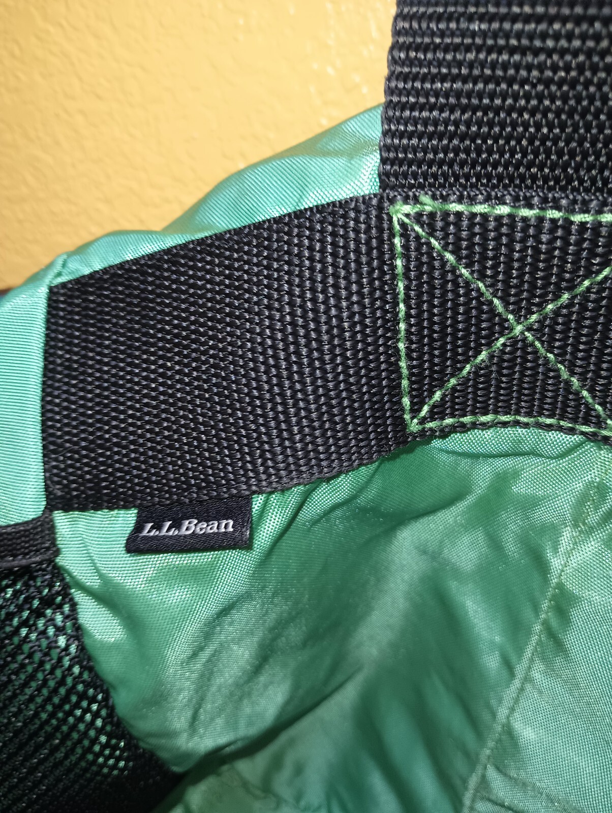LL Bean Vintage Large Green Nylon Tote- pre-own- very good