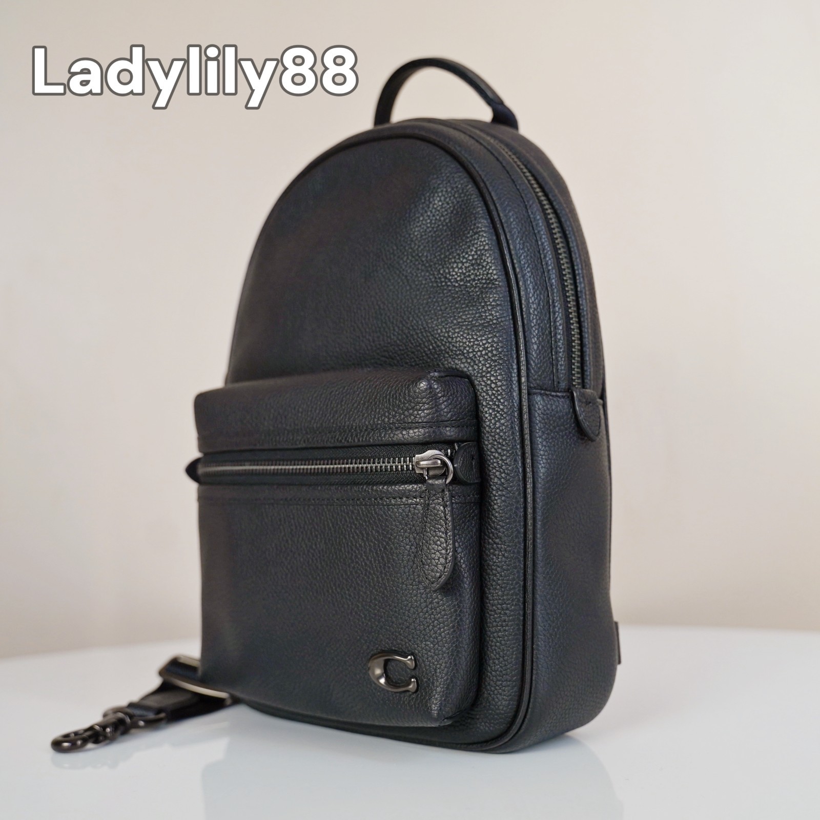 NWT Coach CP162 Charter Pack Soft Polished Pebble Leather Black