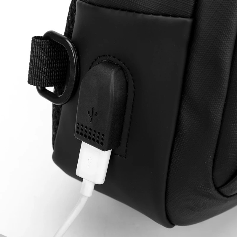 Men’s Lightweight Waterproof Sling Chest Bag USB Charging Crossbody Backpack