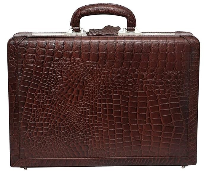 Real Leather Cowhide CROCO Briefcase 12x18x5 inches with Number Lock BC01
