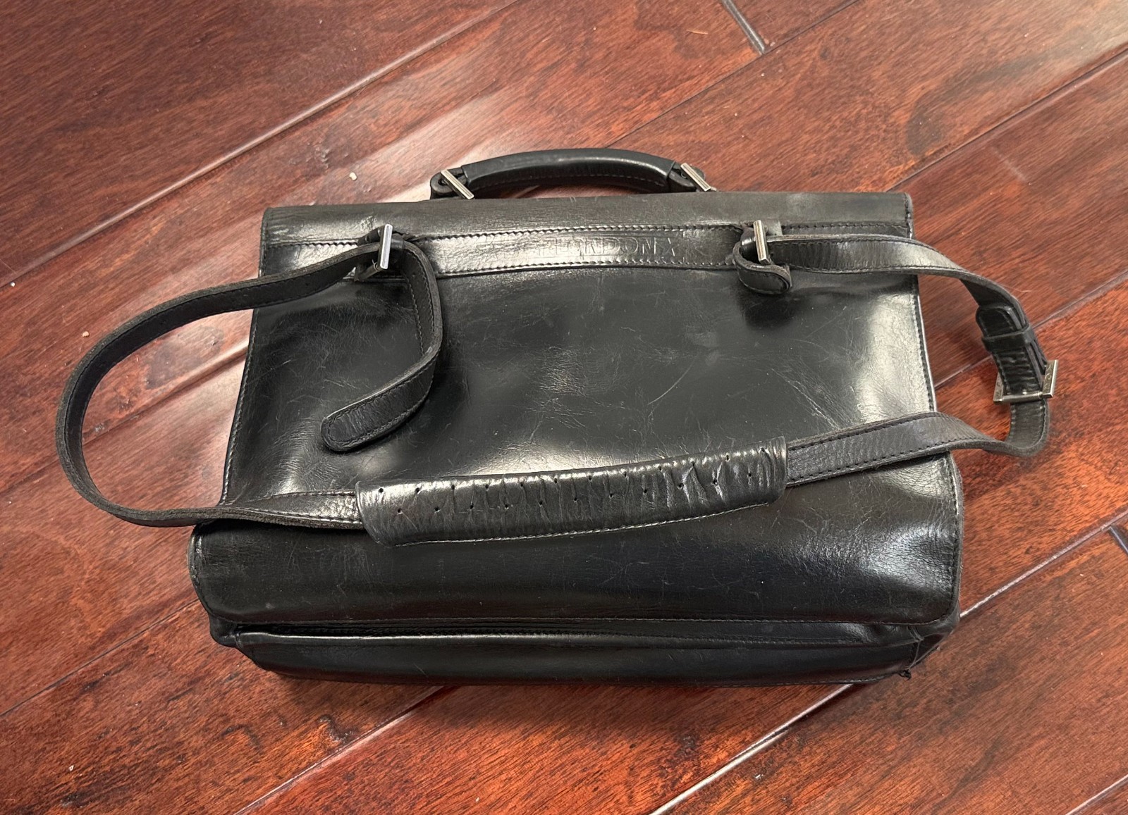 BOY London *RARE* Black Leather Briefcase Shoulder Bag Vtg 80s MELROSE messenger