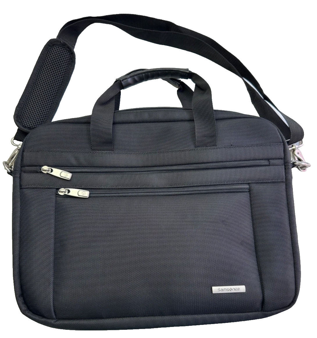 Samsonite Laptop Briefcase Black Nylon 2Way Shoulder Crossbody Work Bag Unisex