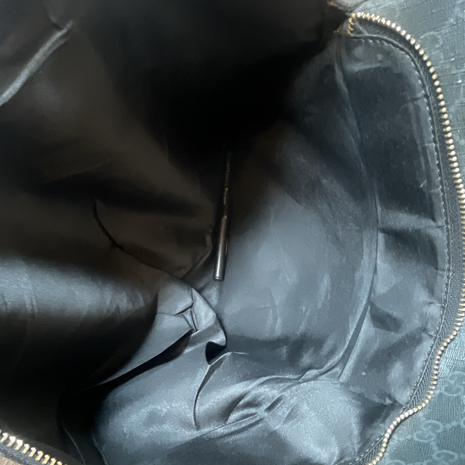 Gucci Black Monogram Briefcase Zip Top Large Inner Pockets Double Handles