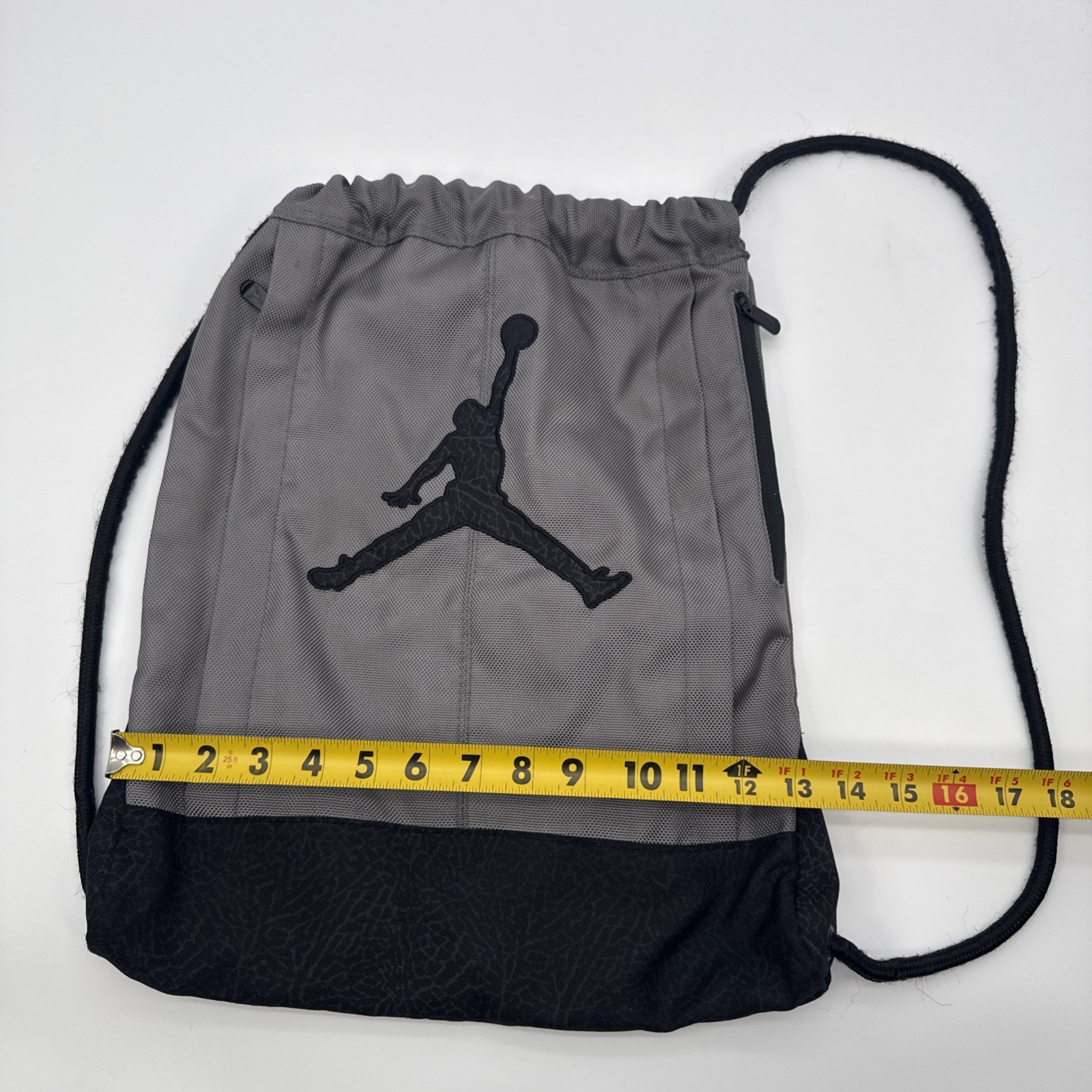 Nike Jordan Jumpman Drawstring Bag Pouch Gray Black Elephant Print Equipment Bag