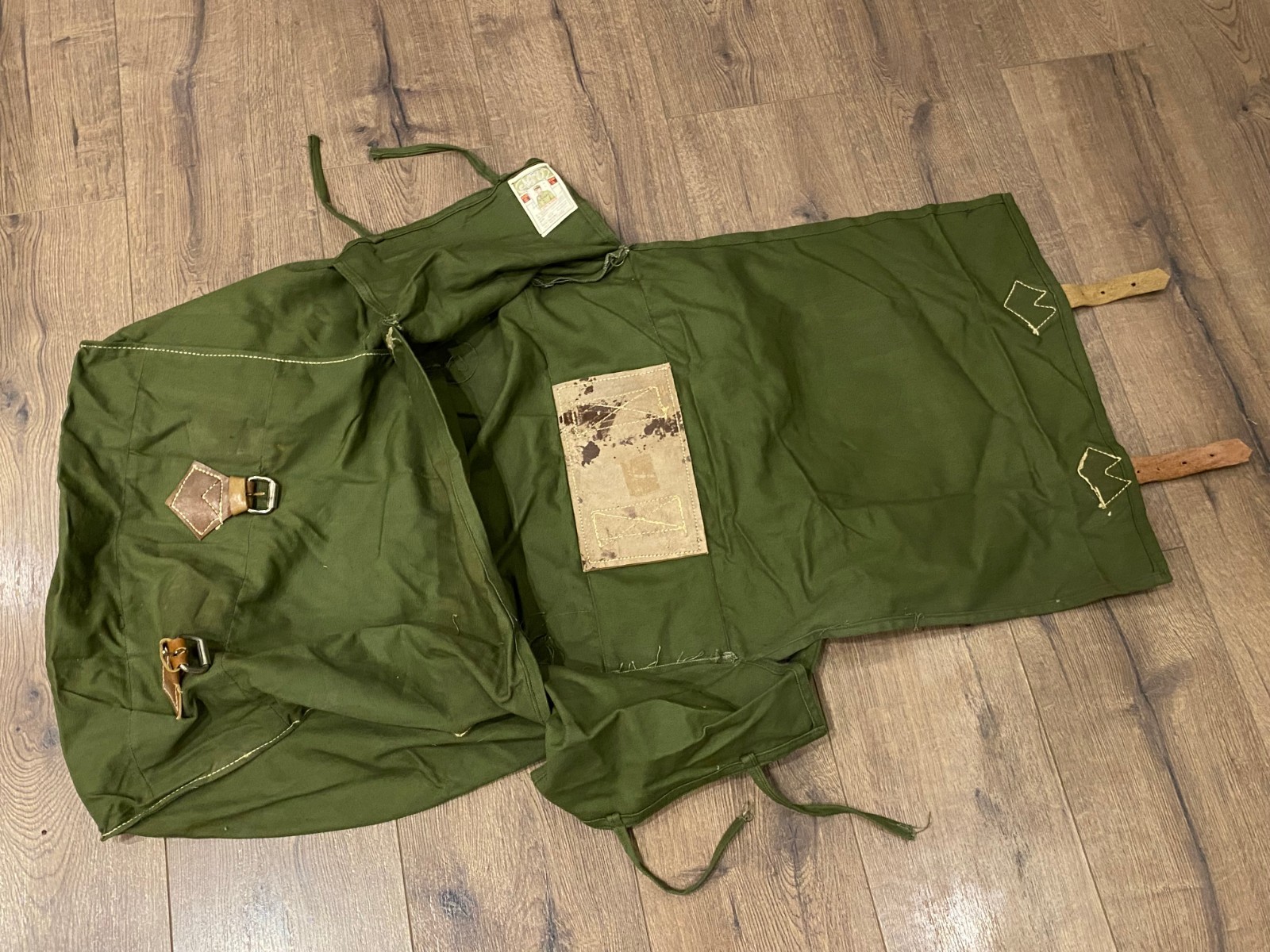 VINTAGE ALBANIA SOLDIER BACKPACK GREEN BAG ARMY MILITARY COMMUNIST ERA #0429