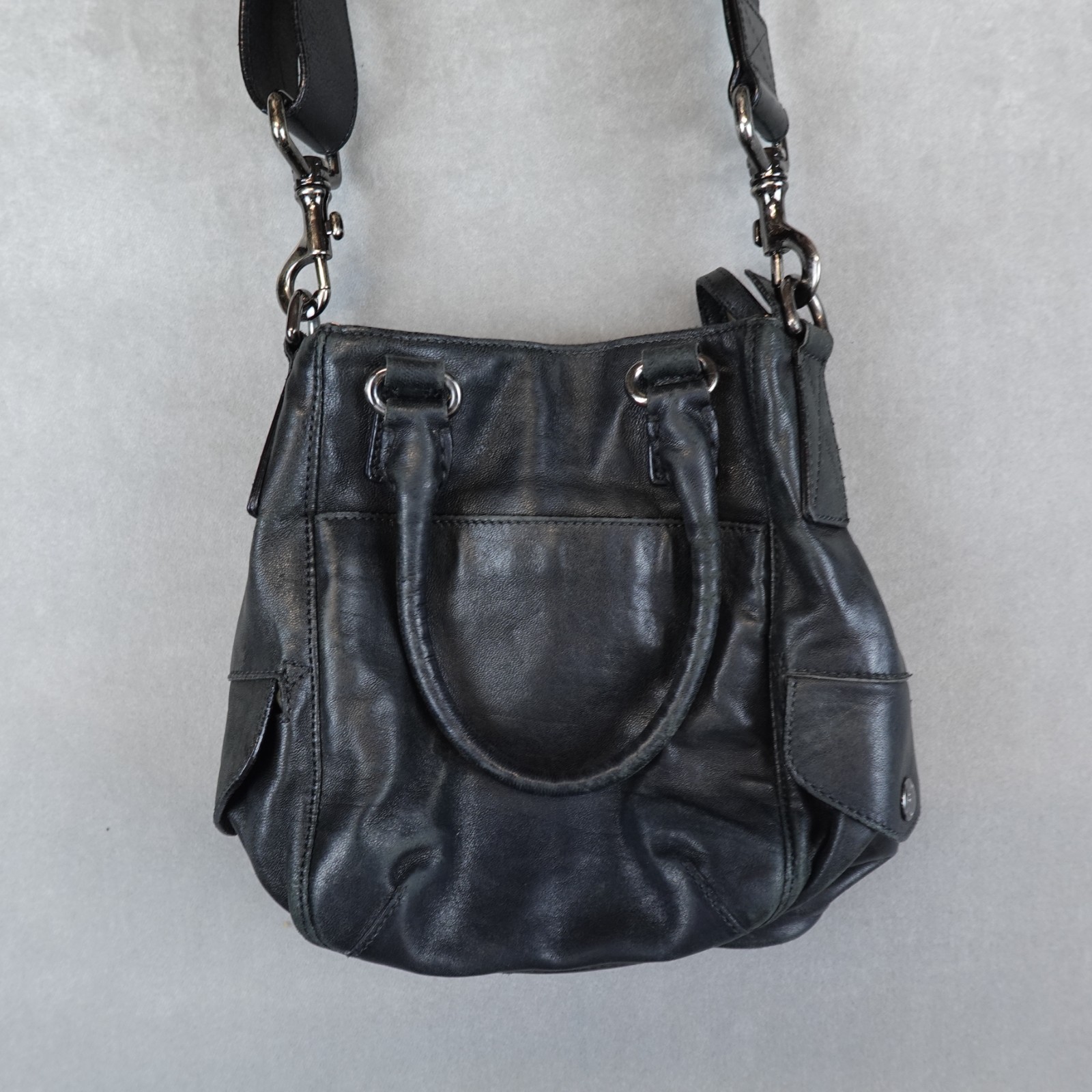 Belstaff Leather Messenger Shoulder Bag Black Utility Crossbody Malenotti