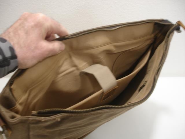 Manificent Laptop Messenger Bag Brown Leather Canvas Shoulder Strap Briefcase