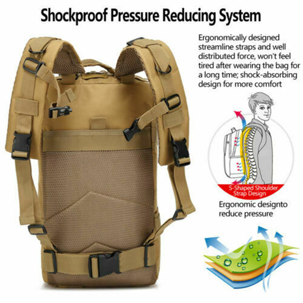 Outdoor Military Molle Tactical Backpack 30L Rucksack Camping Bag Travel Hiking