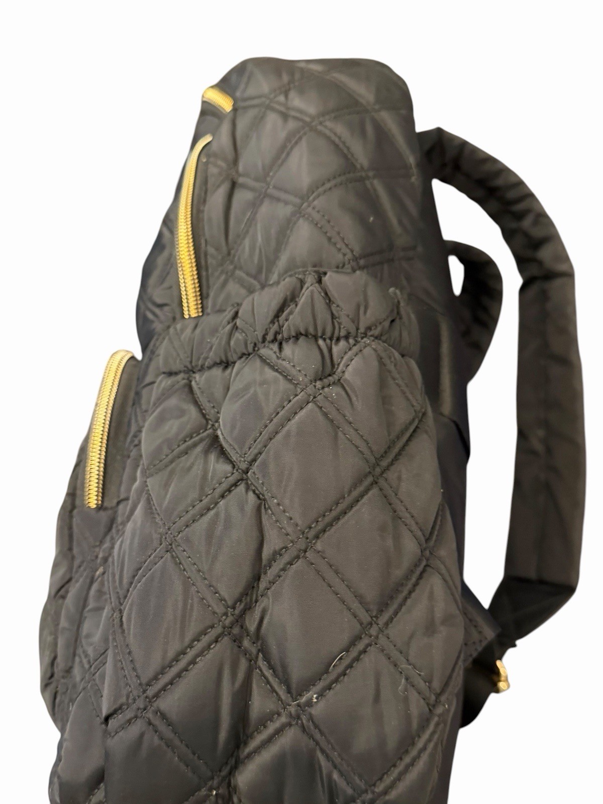 Joan & David 18″ Diamond Quilted Puffer Nylon Travel School Backpack $190 Black