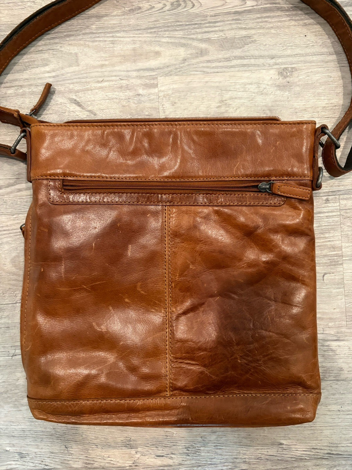 Jack Georges Brown Crossbody Bag Zip Closure Lined Inner Pockets