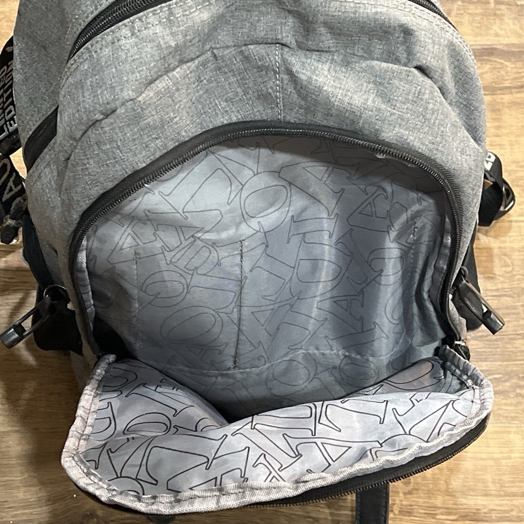 Gray/Black Backpack Travel Casual Zip Buckle Snap Closures with Inner Pockets