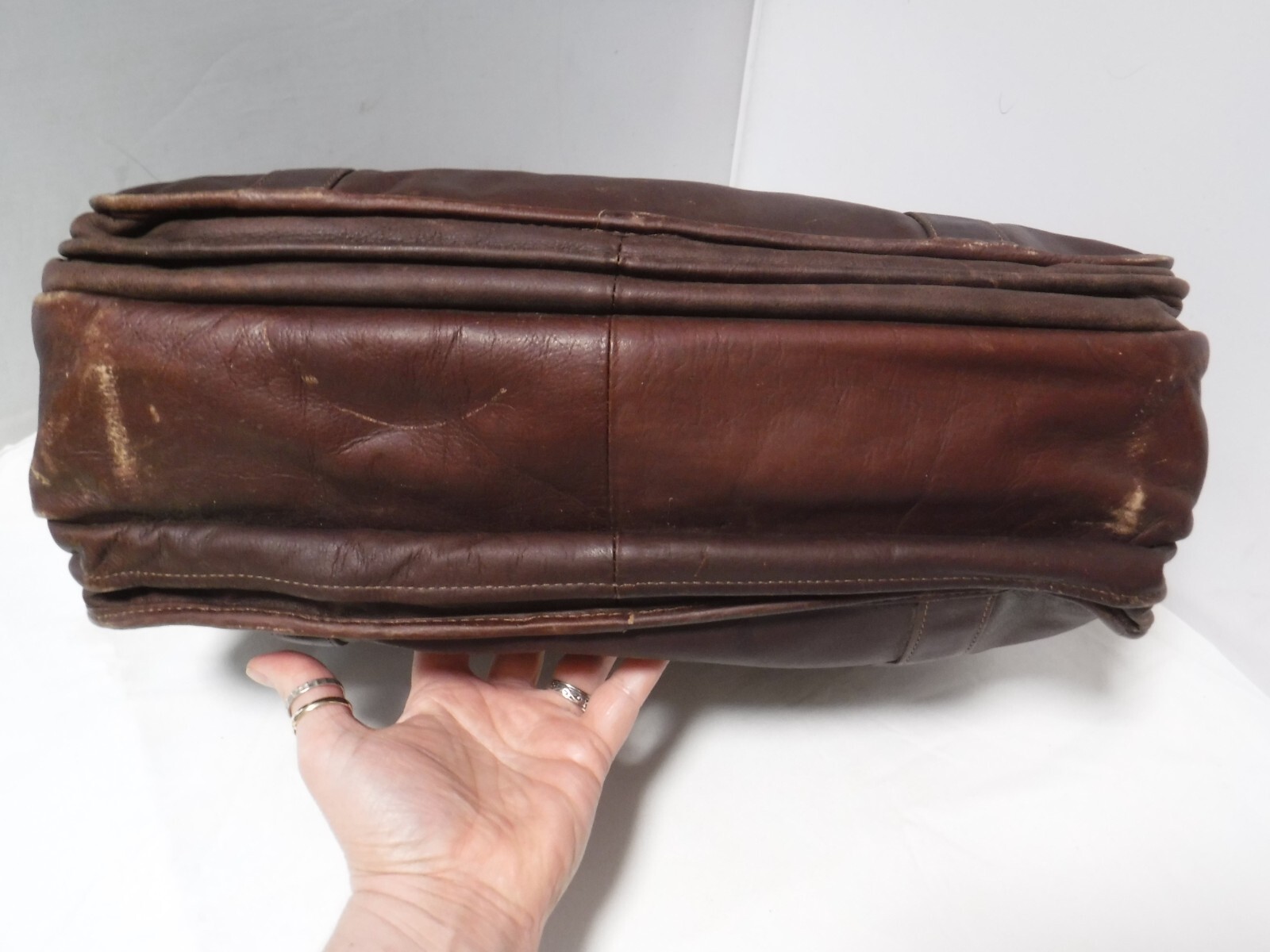 PM4 Manufacturas Quintero Colombia Brown Genuine Leather Laptop Attache Tote Bag