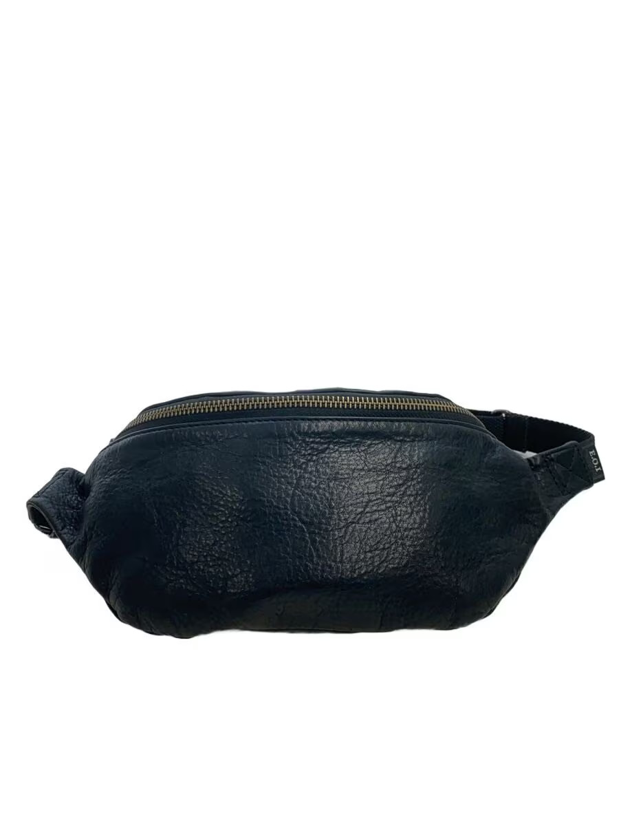MR.OLIVE Waist Bag, Leather, Black, Plain