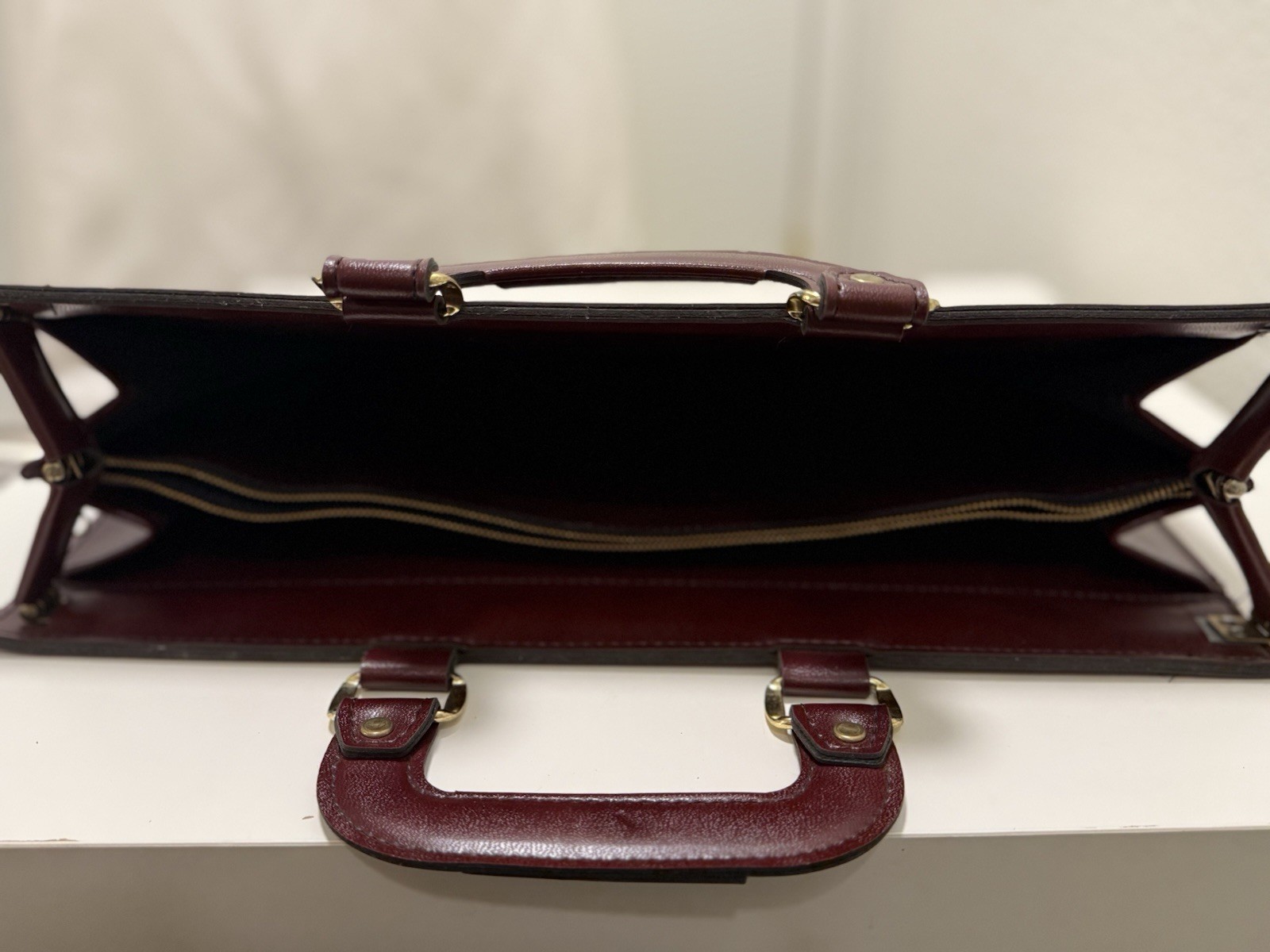 Vintage Brown Attache Briefcase Structured Lawyer Business Bag Large