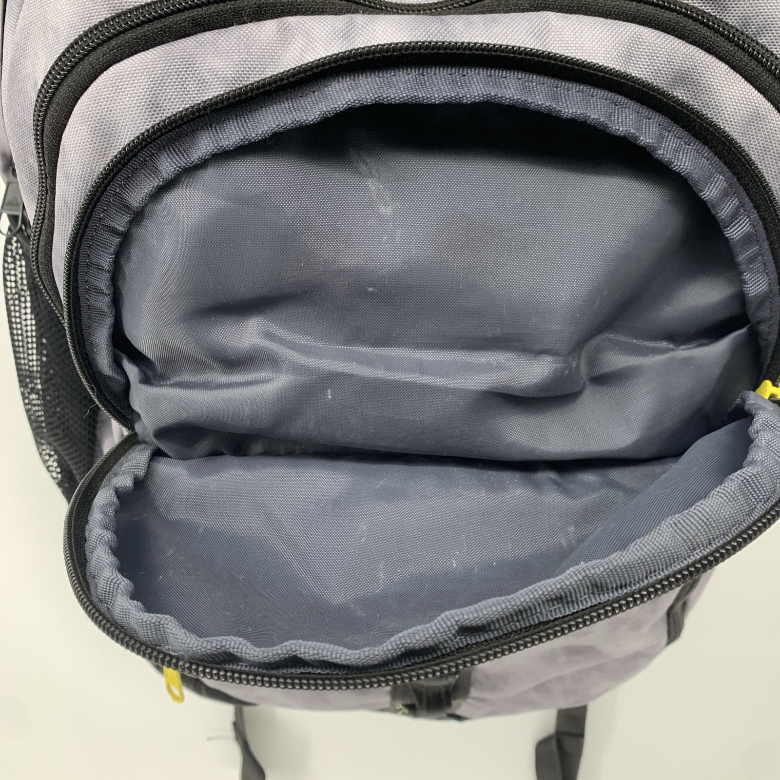 Adidas Prime 6 Backpack Gray Black Yellow Accents Load Spring Straps Side Pocket