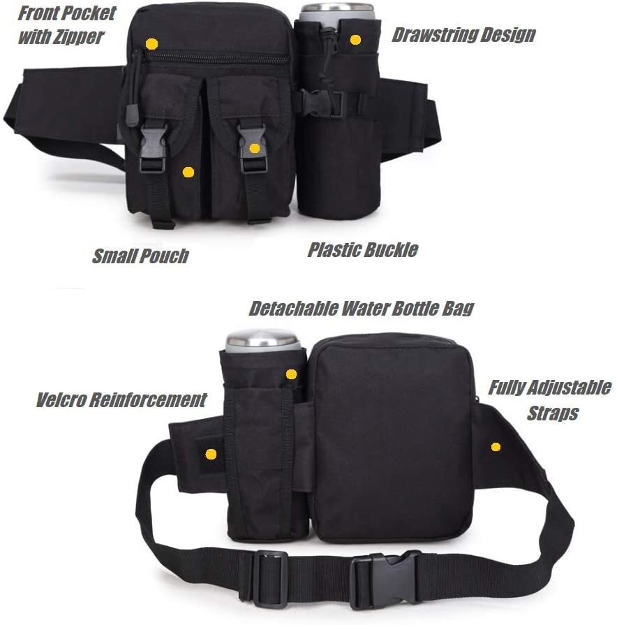 Tactical Hiking Waist Pack With Water Bottle Holder Running Waist Hip Belt Bag