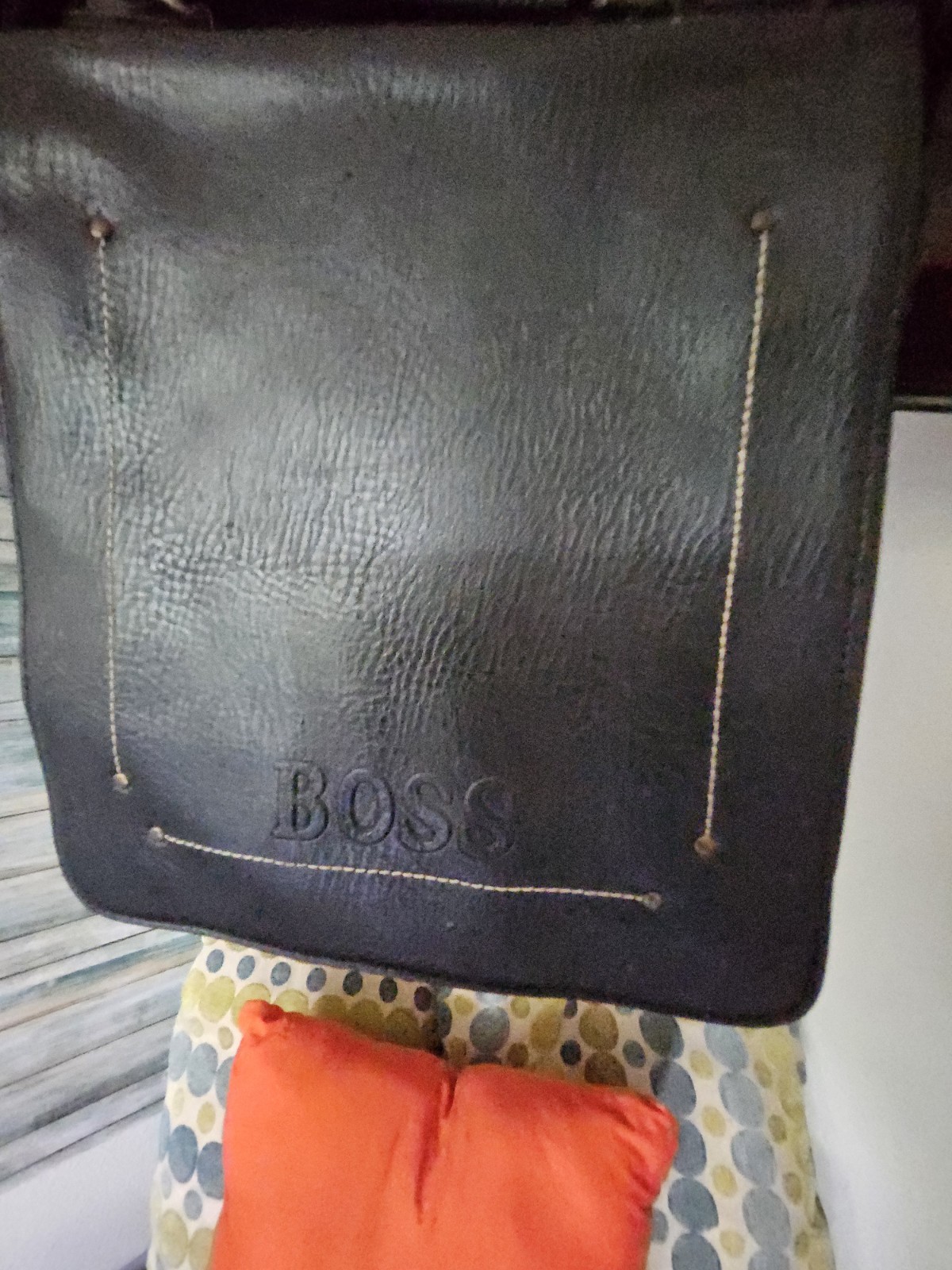BOSS Black Messenger Crossbody Bag Adjustable Strap Magnetic Flap Zip Pockets
