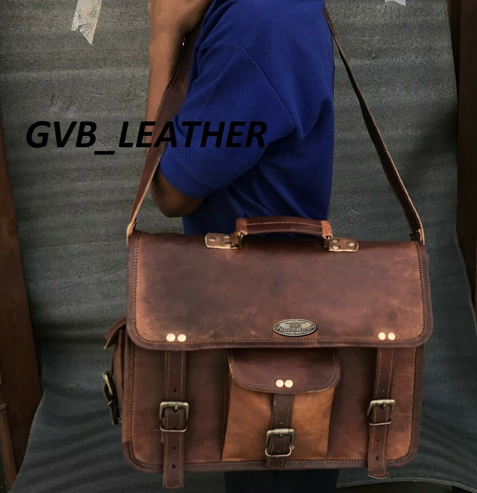 Messenger 4 Size Laptop Satchel S Shoulder Bag Men’s Vintage Genuine Leather
