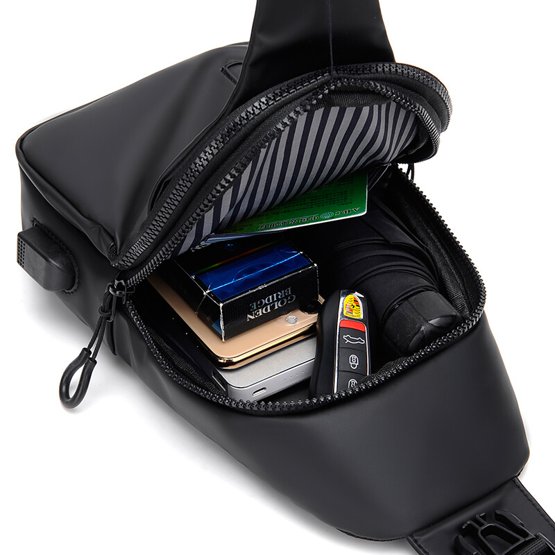 Men’s Crossbody Bag Large Capacity Zipper Front Pack Adjustable Sports Bag Gift
