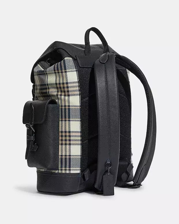 COACH Hudson Backpack With Garden Plaid Print C8187 Denim Multi NEW NWT
