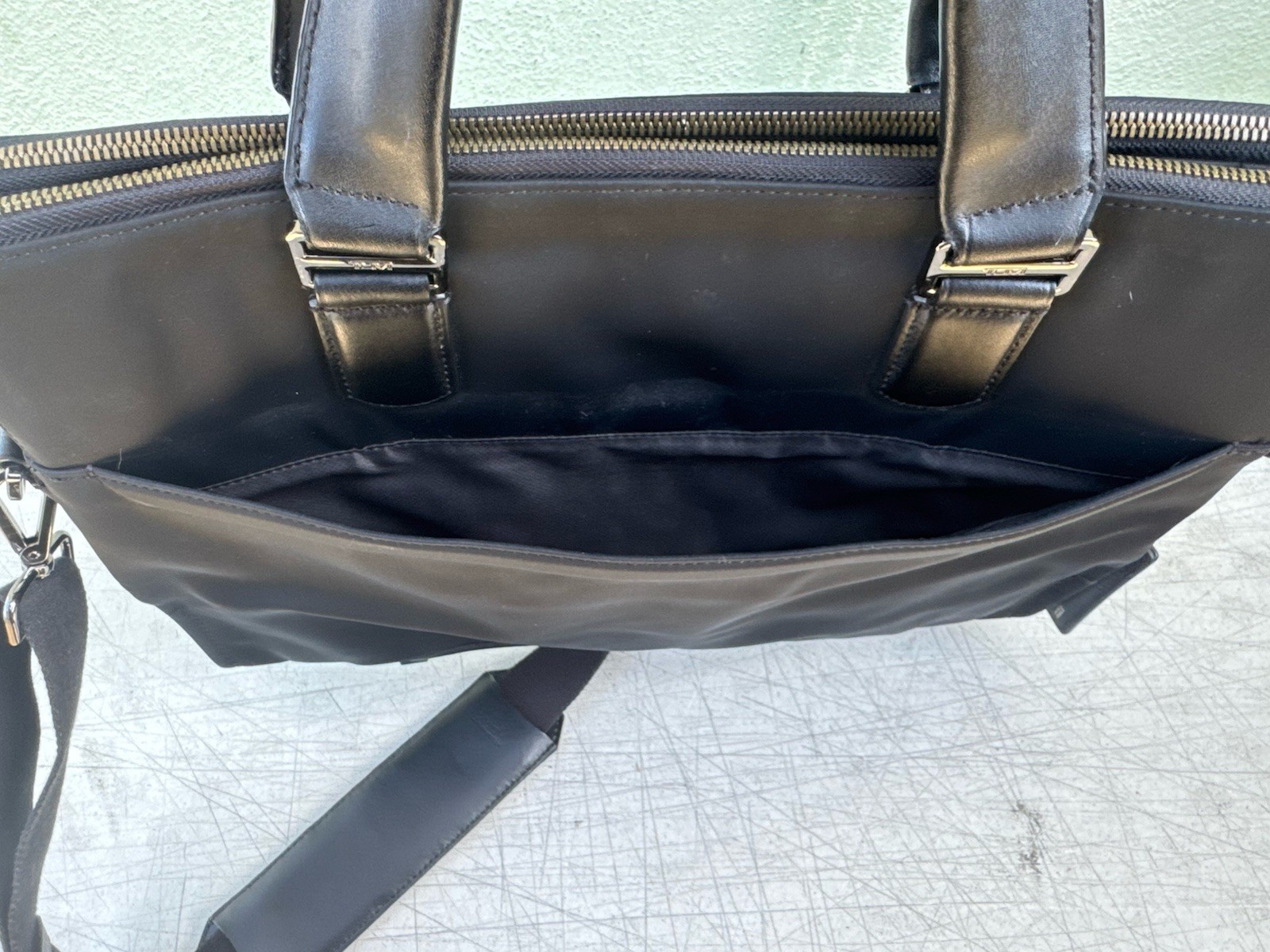 TUMI Harrison Seneca Slim Briefcase Black Nylon Leather Laptop Bag 66000D