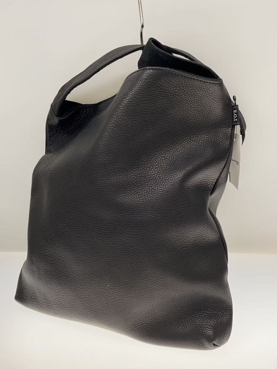 MR.OLIVE Tote Bag Leather Black Plain