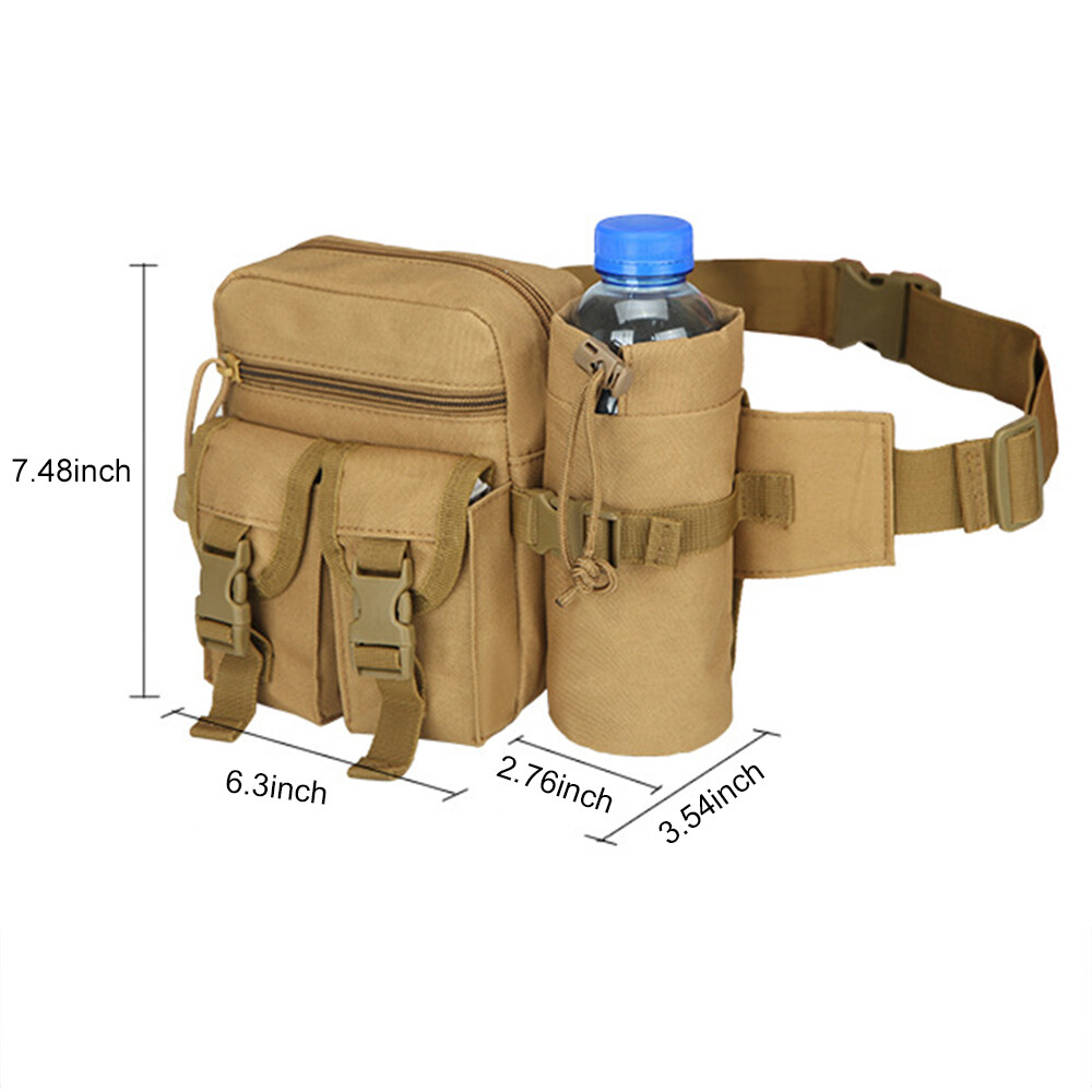 Tactical Waist Bag With Detachable Water Bottle Holder Pocket Bag Travel Bag