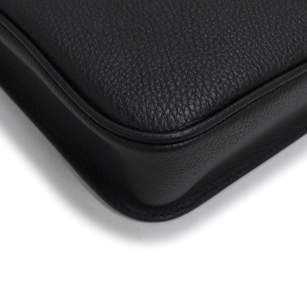 GUCCI Web Stripe Medium Clutch Soft Grain Leather , Black 816755