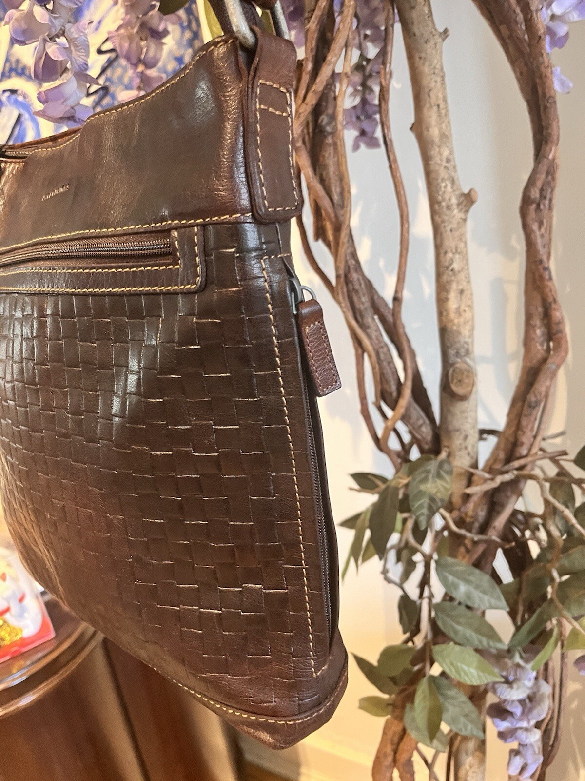 Jack Georges American Brand Buffalo Leather Voyager Crossbody Bag Brown