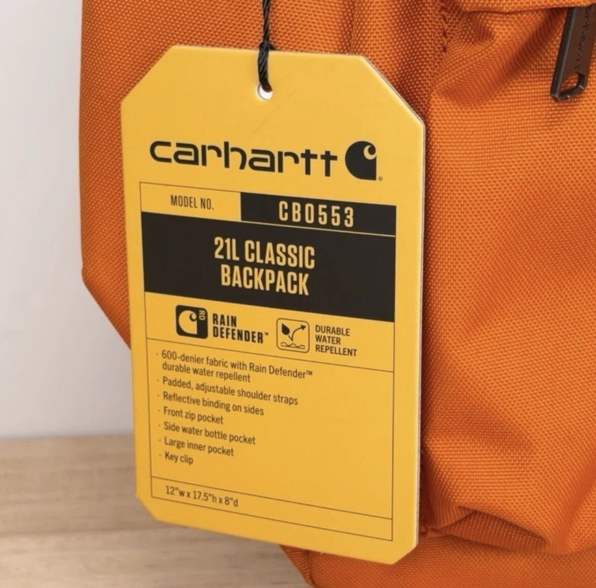 Carhartt 21L Classic Backpack W/ Laptop Sleeve – Marmalade