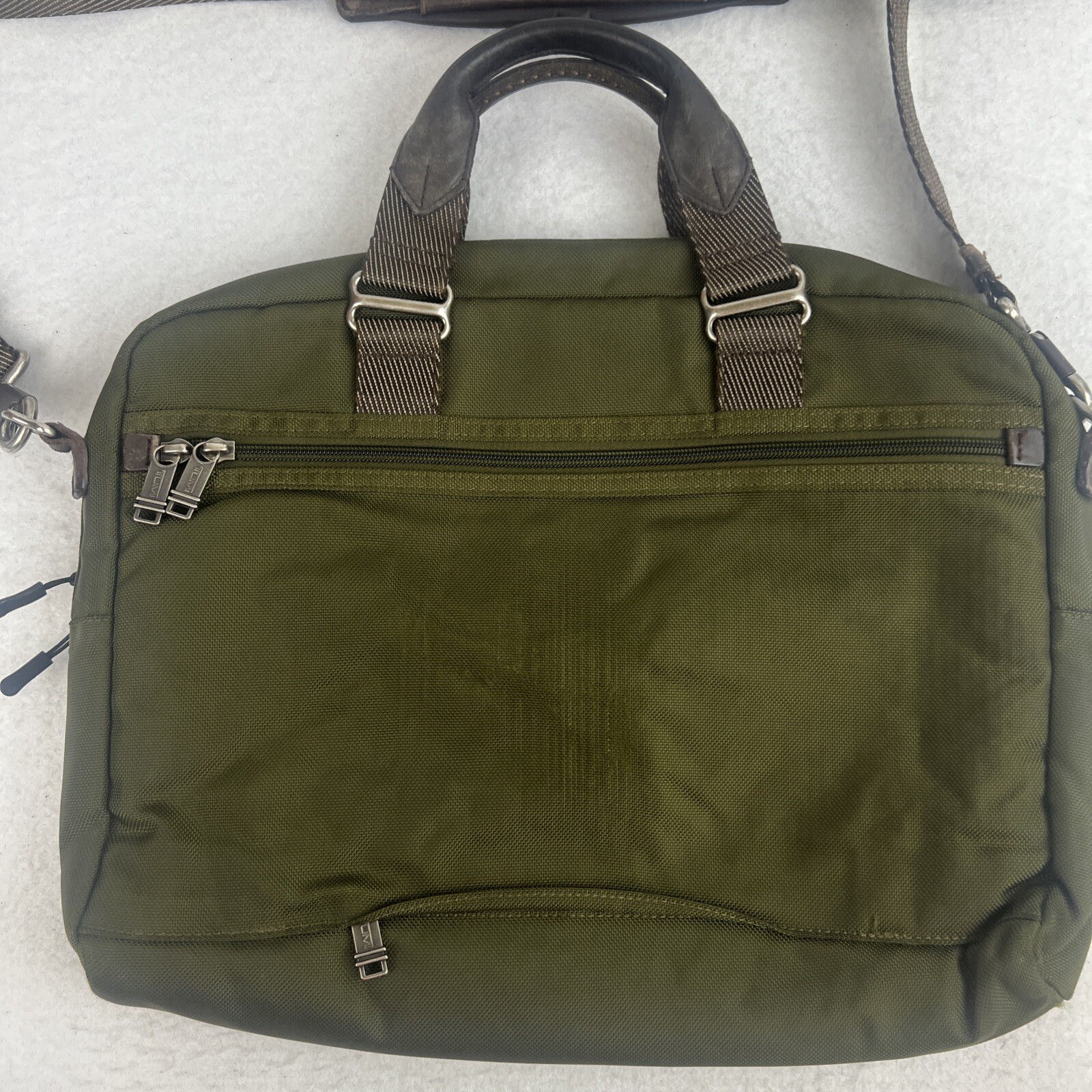 TUMI Alpha Bravo Anthracite Nylon Green Computer Briefcase Expandable Laptop Bag