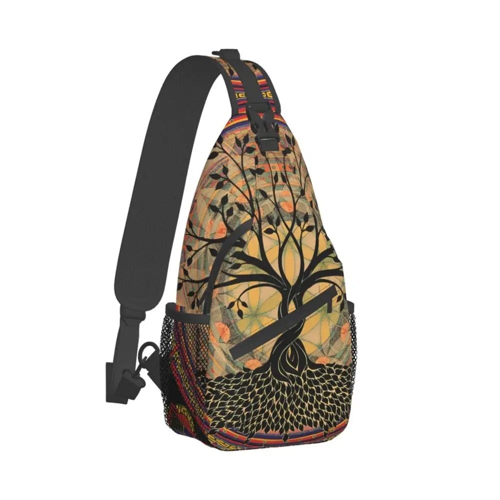 Men Women Fashion Life Tree Psychedelic Pattern Shoulder Crossbody Chest Bag