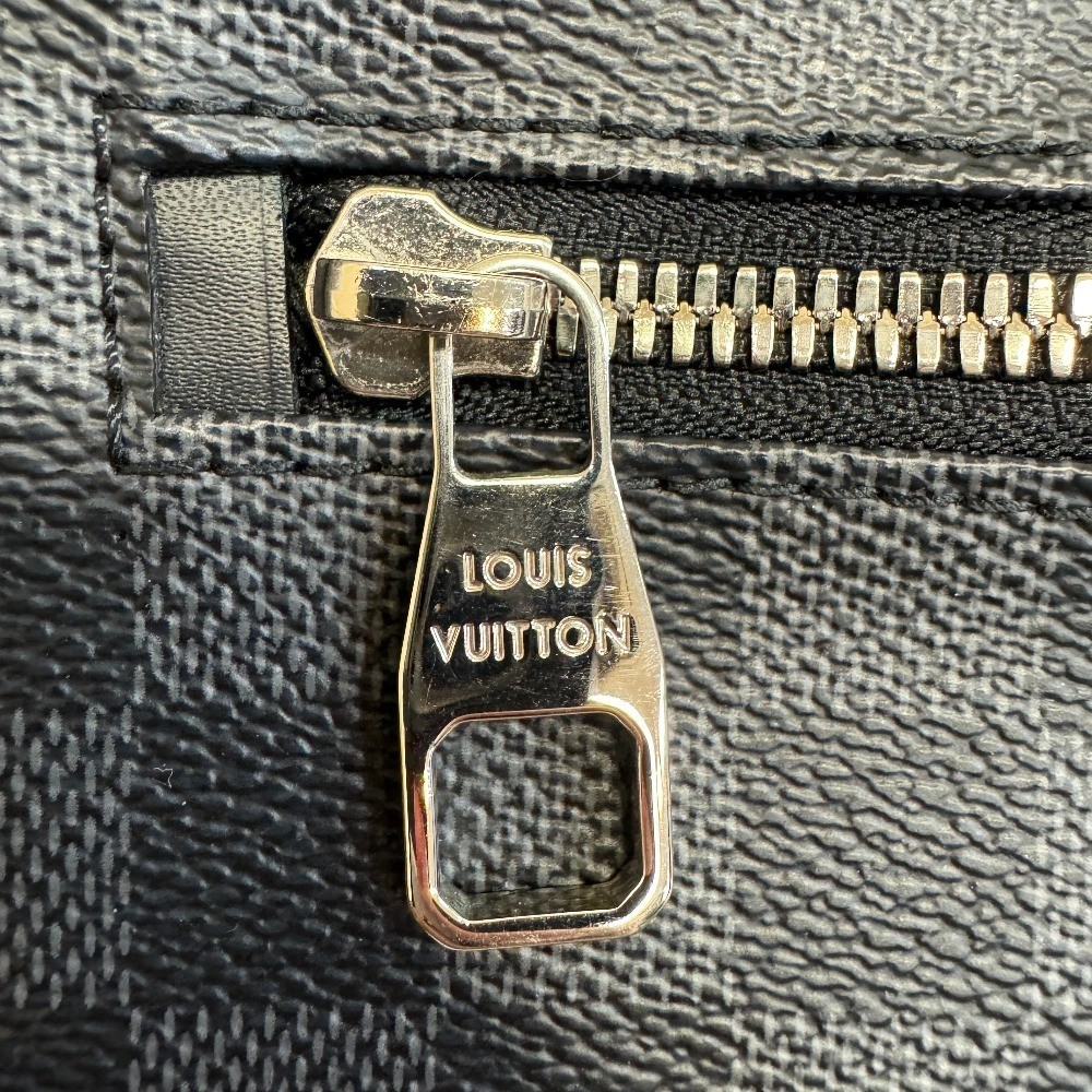 Louis Vuitton Pochette Kasai N41664 Damier Graphite Canvas Clutch Bag Black Gray
