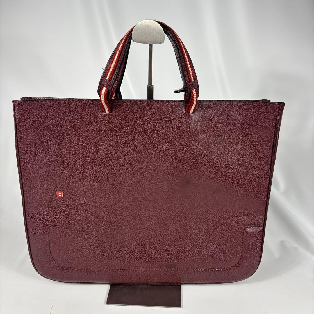 BALLY Authentic Trespo Leather Business Bag with B Logo Bordeaux 31×38cm
