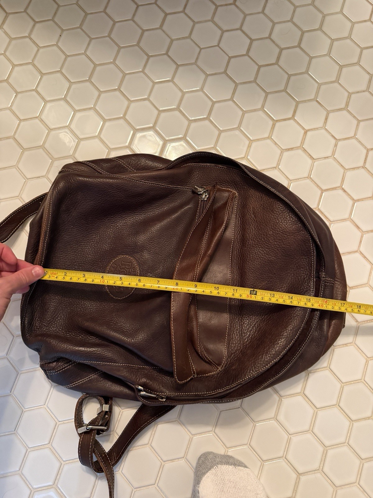 Roots Canada Vintage Brown Leather Backpack with Front Pocket Tribe Y2K