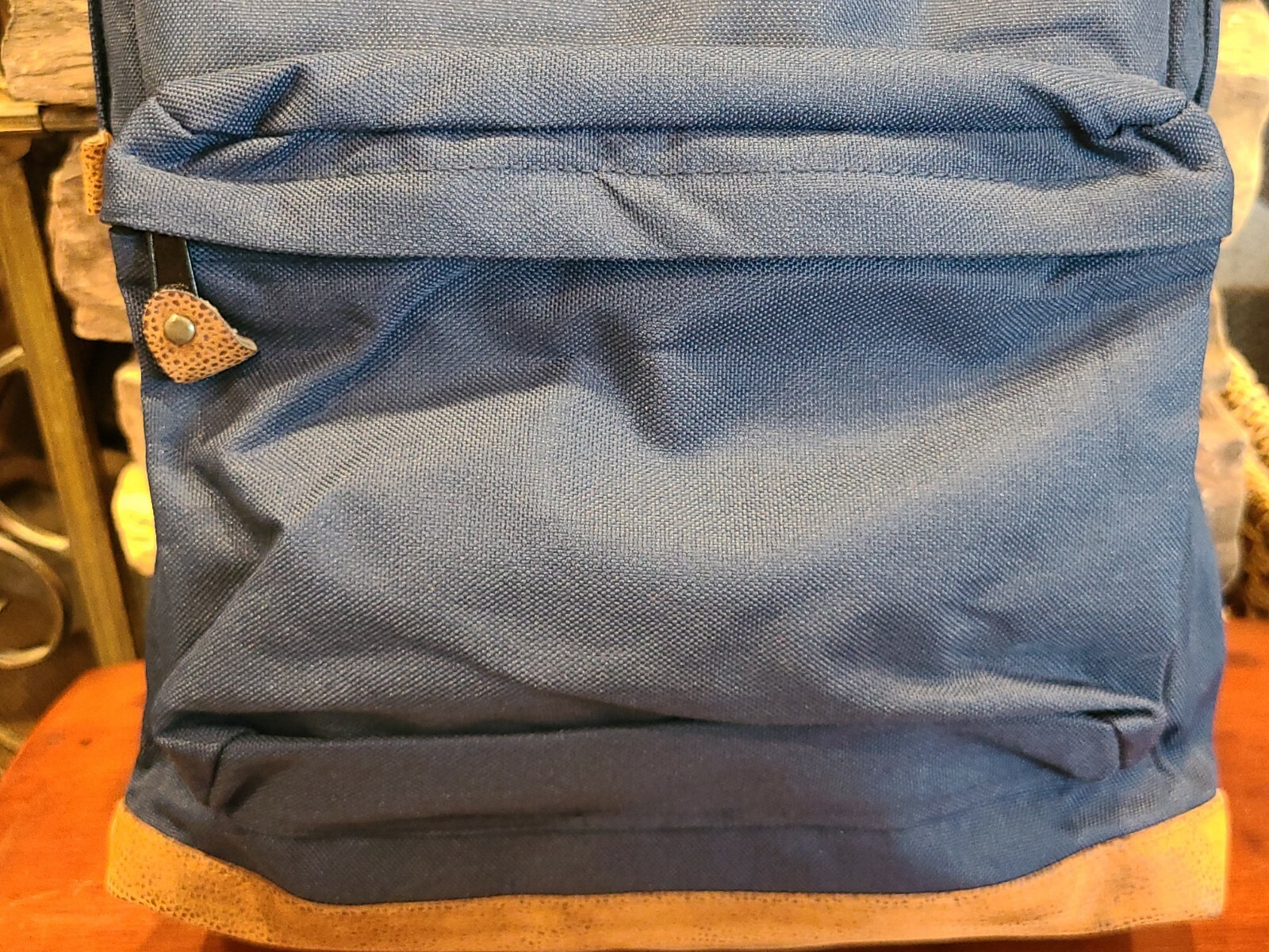 RARE! Vintage EastSport Blue with Leather Bottom Bookbag Backpack NWOT 16x10x5″