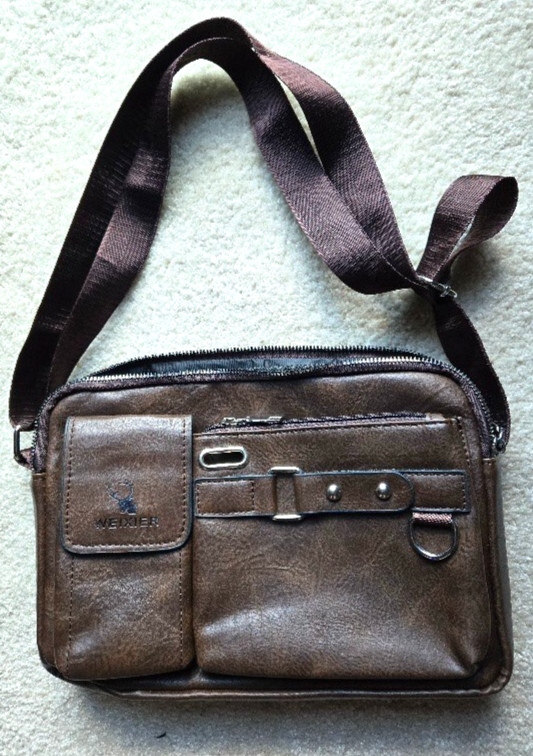 WEIXIER Briefcase Shoulder Crossbody Bag Brown Faux Leather Messenger Bag 11 x 8