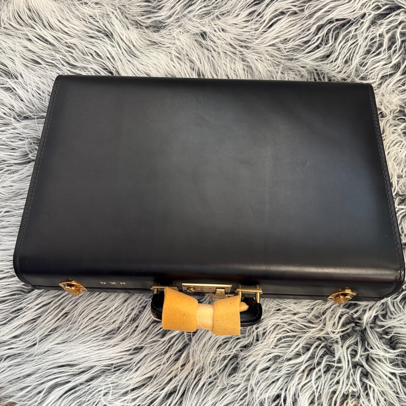 VTG Schlesinger Brothers Black Saddle Leather Briefcase Attaché RARE Sz 18 NWT