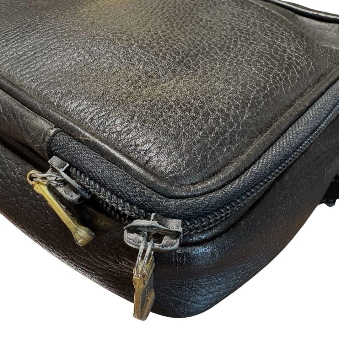 BALLY Clutch Bag Second Handbag Made in Italy Leather Black Vintage 26x20x6cm